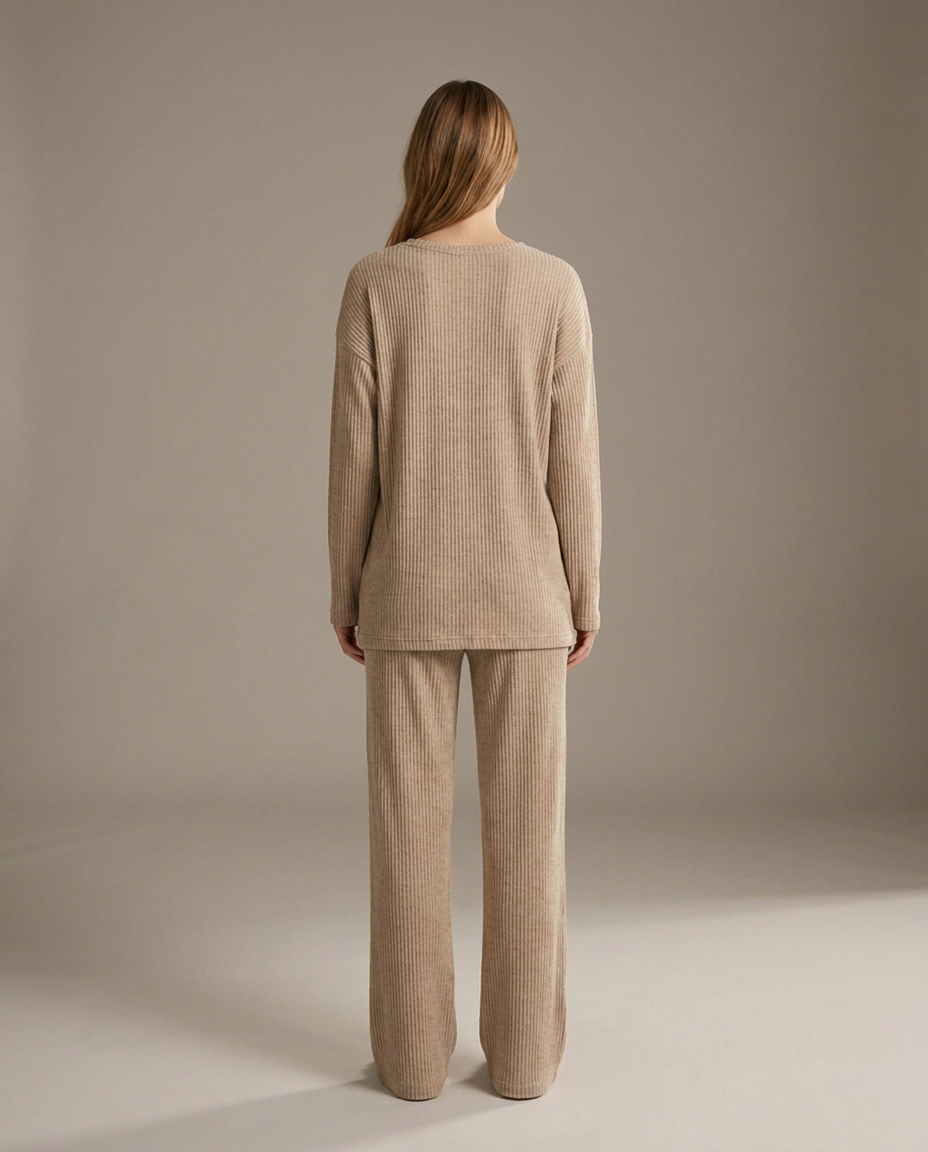 Ribbed Top and Trousers Set - back view