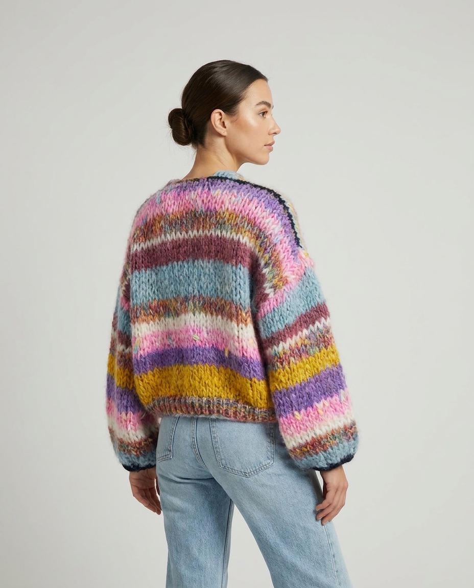 open front textured women's lightweight draped knit cardigan - three-quarter view - image 7