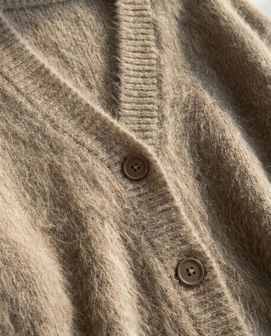 oversized button-up women's relaxed fit knit cardigan - close-up - image 5