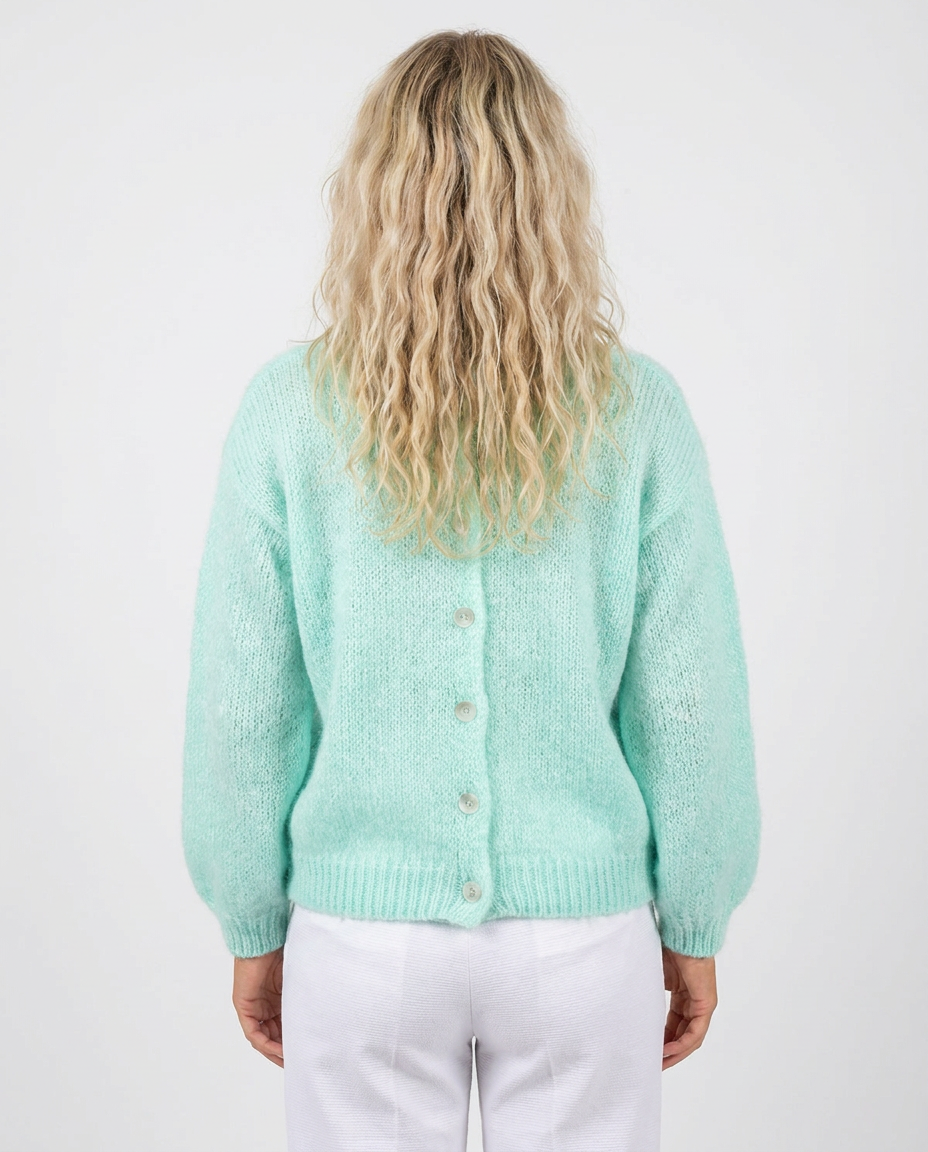 lightweight v-neck women's soft button front cardigan - back view - image 6