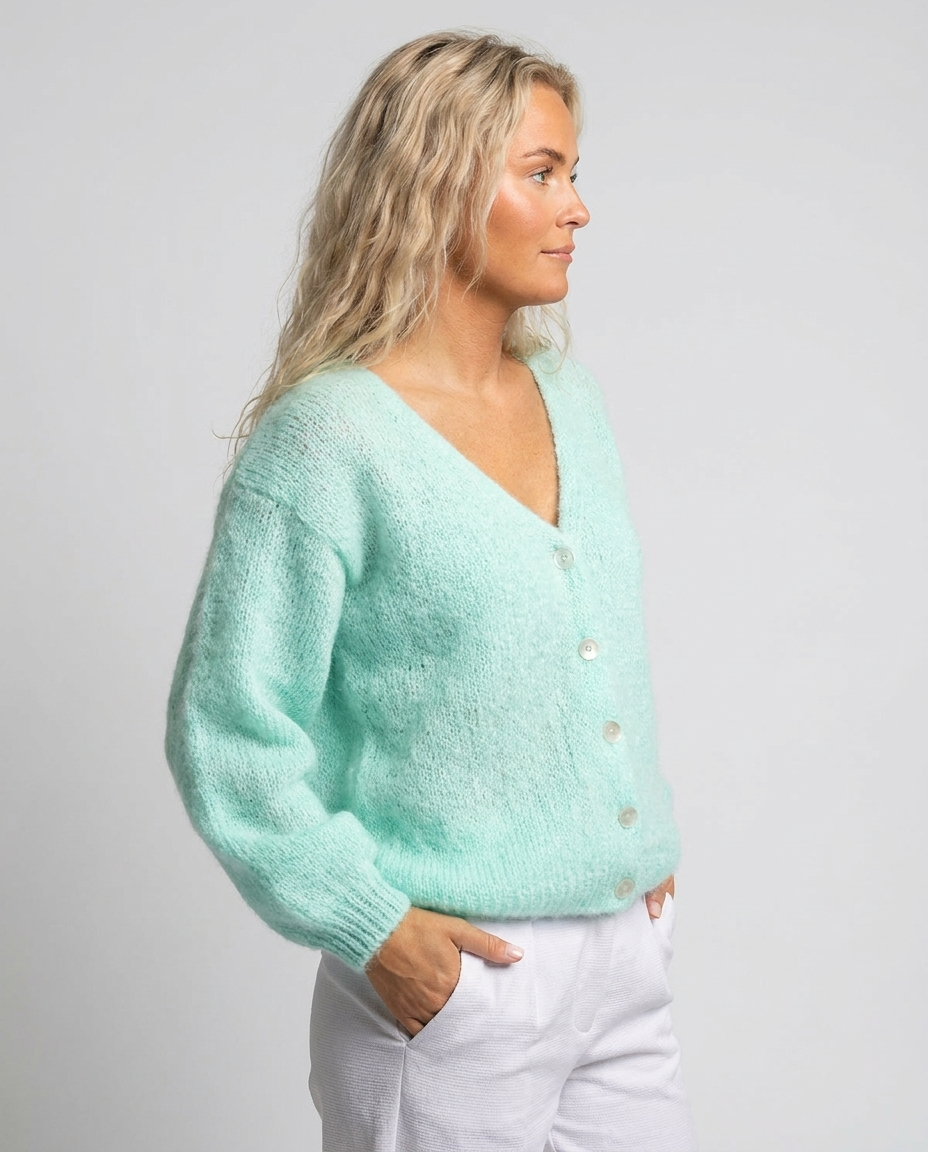 lightweight v-neck women's soft button front cardigan - three-quarter view - image 8