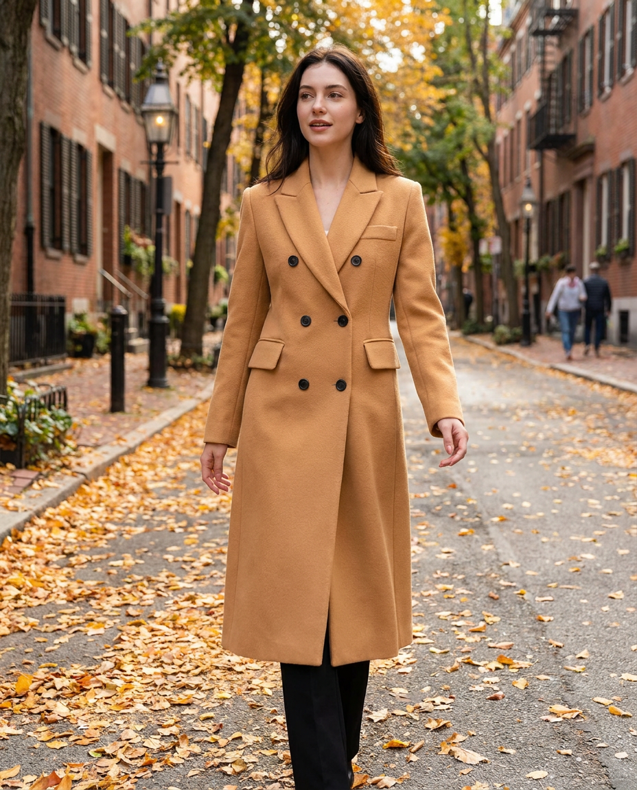 Tailored Wool | Women's Classic Wool Overcoat for Winter - styled outfit outdoors